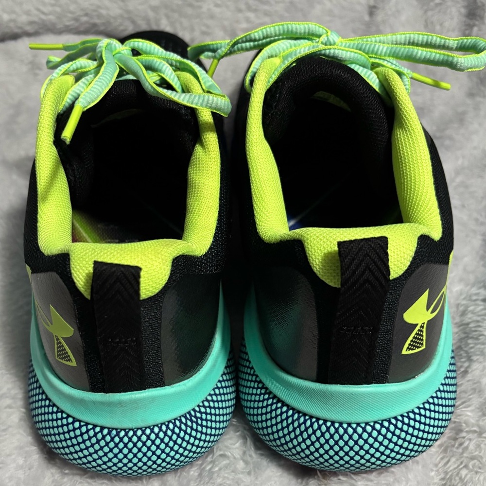 UA HOVR™ Turbulence Black Athletic Shoes with Neon and Blue Accents - Picture 3 of 6